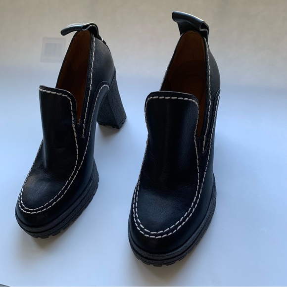 See by Chloe Claudia platform high heel Leather pumps contrast stitching black - Picture 2 of 10